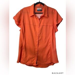 Magellan women’s fishing shirt semi-fitted sugar coral color size 1x  Z